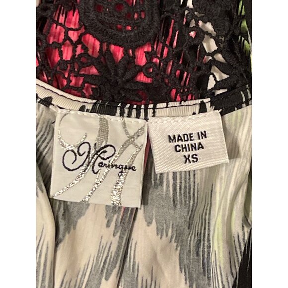 Maringue Womens Sleeveless Multicolor Zigzag Blouse With Lace Top XS - Picture 4 of 4